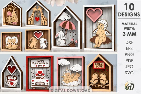Valentine Layered Mini Signs Bundle 139673499 Creativo Digital